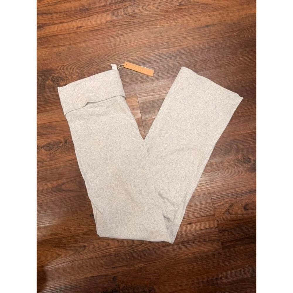SKIMS COTTON JERSEY Foldover Pant - Light Heather Grey Size L NWT #1627